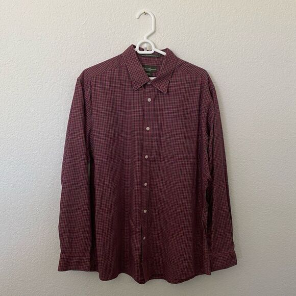 Eddie Bauer Plaid Button Down Wrinkle Resistant Classic Fit Large - Picture 4 of 11